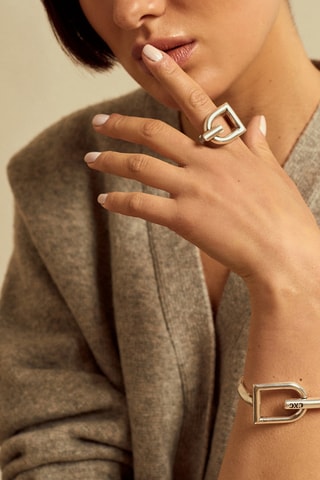 Pulseira rígida Ambar - Banhado a prata