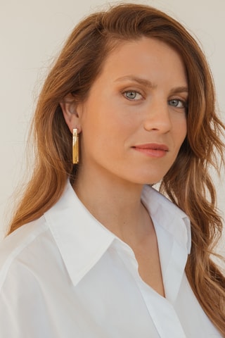 Brincos Eucalyptus - Banhado a ouro amarelo