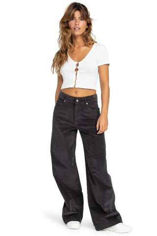 Pantalon flare en velours taille haute - Noir - Roxy