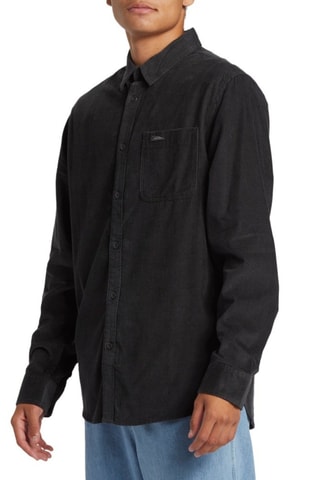 Velours Overhemd Regular Fit - Zwart