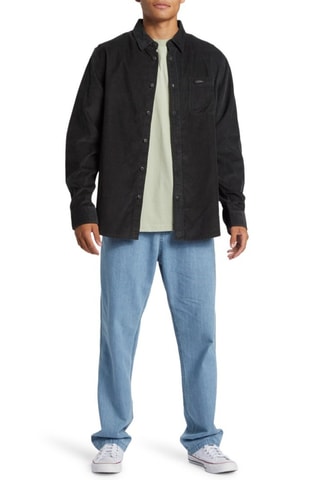 Velours Overhemd Regular Fit - Zwart