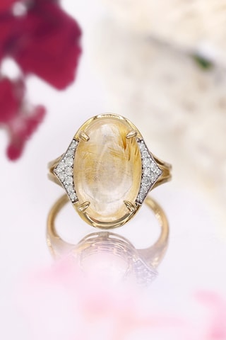 Anel Bihina - Ouro amarelo, diamantes 0,140 quilates/20 e rutilo 7,4 quilates/1