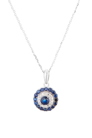 Pendente Lukana - Ouro branco, diamantes e safiras