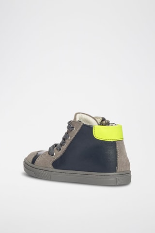 Leren Hoge Sneakers Baby Glitter - Zwart en Beige