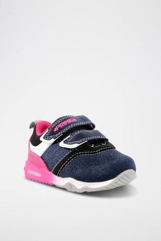 Leren Sneakers Baby Float - Marineblauw en roze