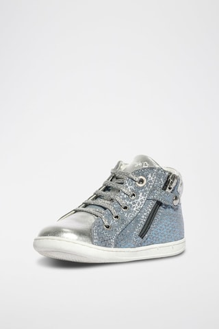 Hoge Leren Sneakers Snorky - Zilverkleurig en Hemelsblauw