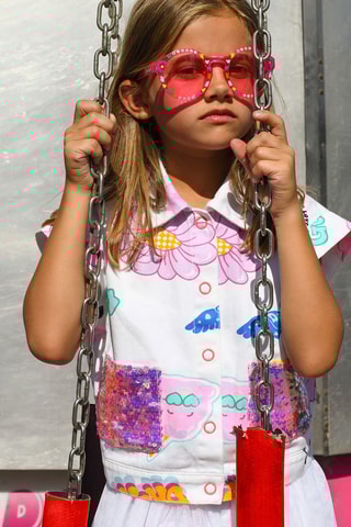 Mouwloos Jasje - Wit en roze