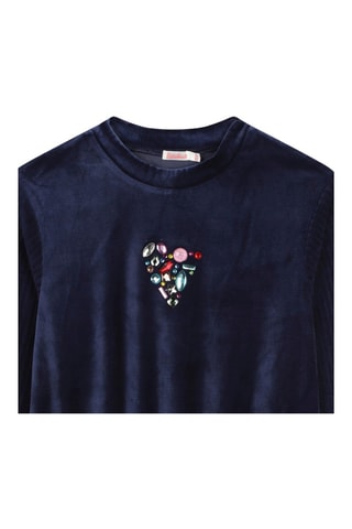 Velours Sweater - Indigoblauw - Billieblush