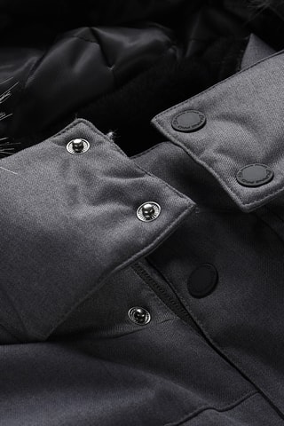 Blusão comprido com capuz - Cinzento-escuro e preto