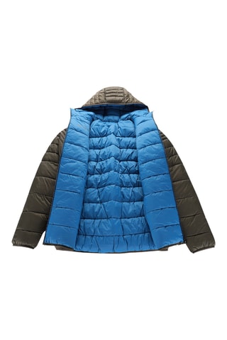 Blusão reversível com capuz - Caqui e azul-cobalto