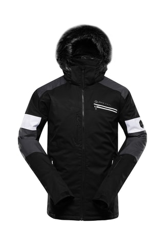 Casaco com capuz em pelo - Preto e cinzento