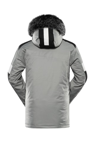 Casaco com capuz em pelo - Cinzento e preto