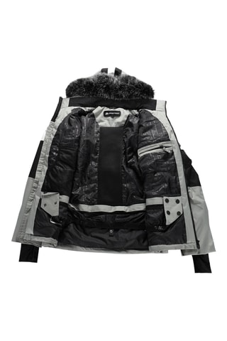 Casaco com capuz em pelo - Cinzento e preto