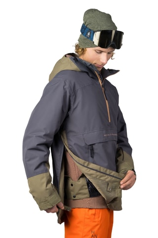 Casaco com capuz - Cinzento-escuro e verde-azeitona