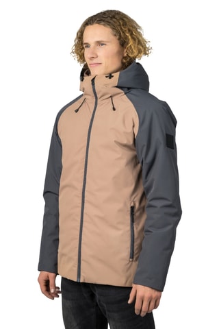 Casaco com capuz - Bege e cinzento-escuro