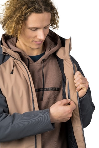 Casaco com capuz - Bege e cinzento-escuro