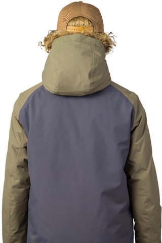 Casaco com capuz - Verde-azeitona e cinzento