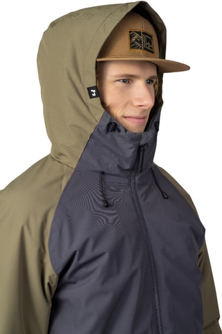 Casaco com capuz - Verde-azeitona e cinzento