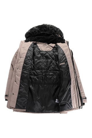 Casaco com capuz em pelo - Bege