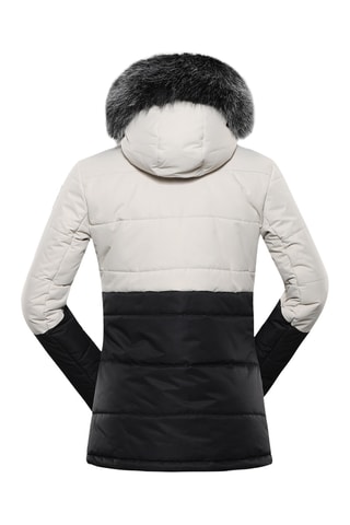 Casaco com capuz em pelo - Preto e branco