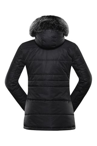 Casaco com capuz em pelo - Preto e branco