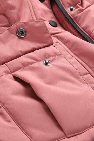 Casaco com capuz em pelo - Rosa-velho e preto