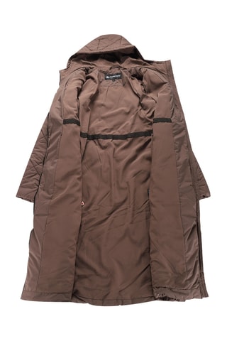 Blusão comprido com capuz - Castanho