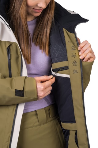 Casaco de esqui com capuz - Cinzento-claro e verde-azeitona