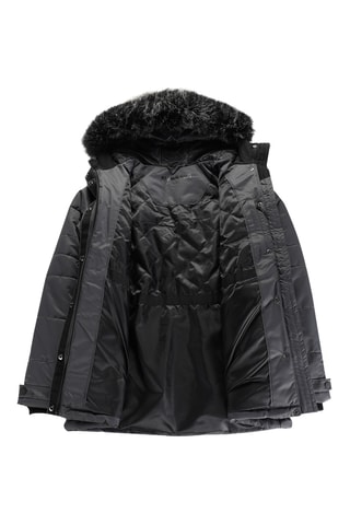 Casaco com capuz em pelo - Preto