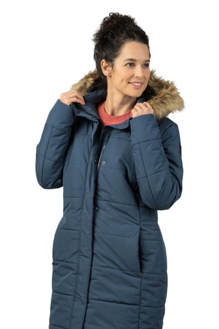 Blusão comprido com capuz - Azul-marinho