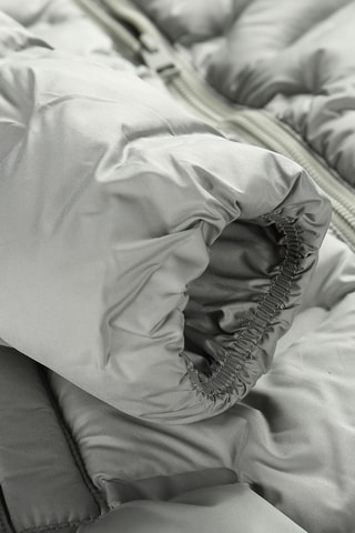 Blusão comprido com capuz - Cinzento-claro