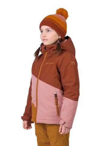 Casaco com capuz - Vermelho tijolo e rosa-velho