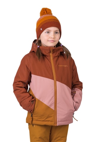 Casaco com capuz - Vermelho tijolo e rosa-velho