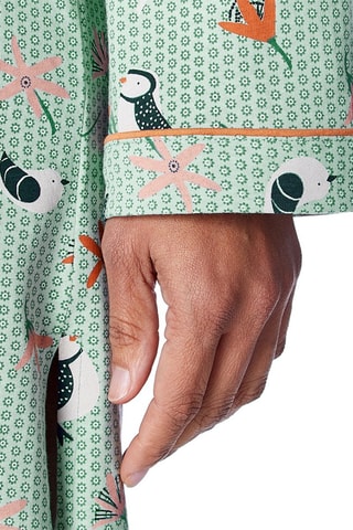 Chemise de nuit Oiseaux graphiques - Vert et blanc