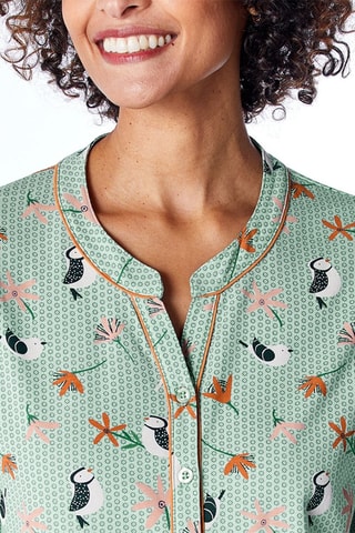 Chemise de nuit Oiseaux graphiques - Vert et blanc