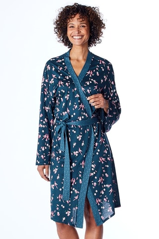 Déshabillé Nuit japonaise - Bleu nuit et rose