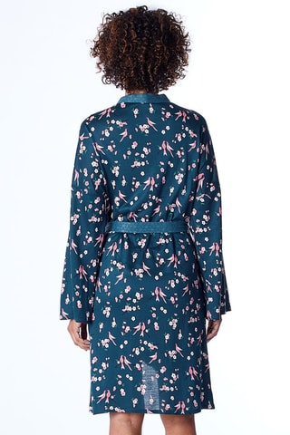 Déshabillé Nuit japonaise - Bleu nuit et rose