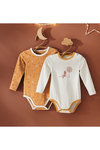 2 bodys Sous Bois - Ivoire et orange