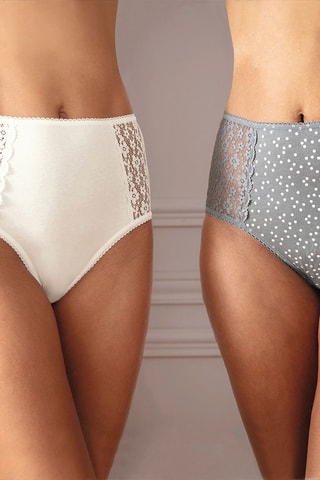 2 culottes taille haute Mes Essentiels - Ecru et gris