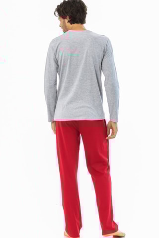 Pyjama Gaston AH21 - Gris clair chiné et rouge