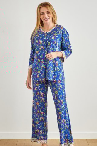 Pyjama Espiègleries - Bleu roi et vert