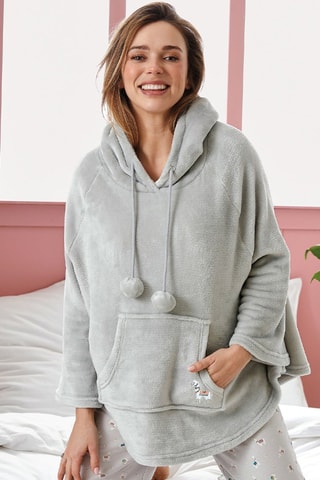 Sweat de pyjama polaire Lama en parade - Gris clair
