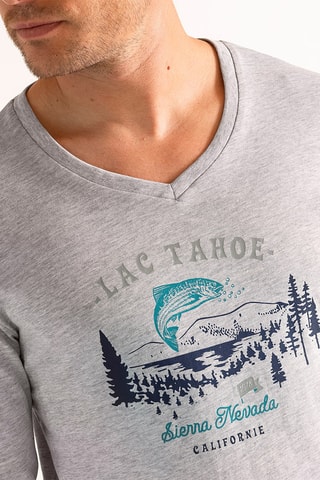 Pyjama Lac Tahoe - Gris chiné et bleu pétrole