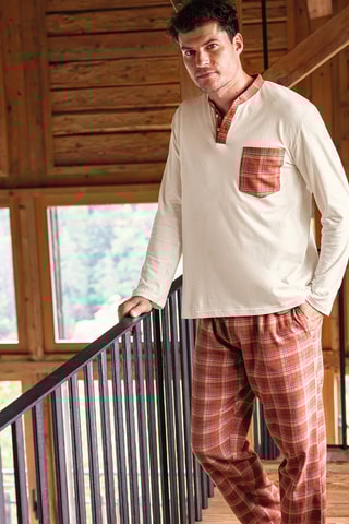 Pyjama Ma Cabane sous les Erables - Ivoire et rouge brique
