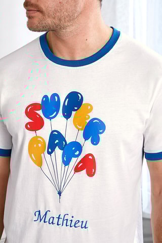Pyjama Super Papa - Blanc et bleu roi