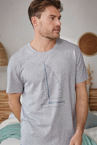 T-shirt Voile A Tribord - Gris clair chiné