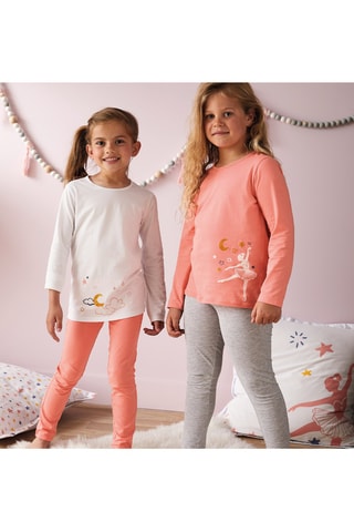 2 pyjamas Les Etoiles Lola - Blanc et corail