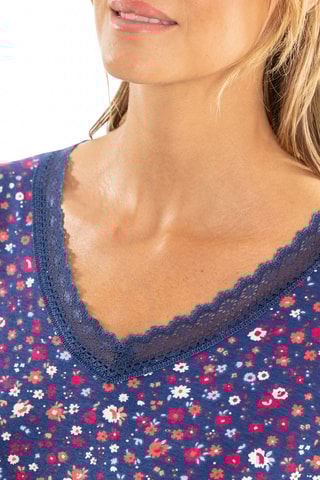 Pyjama 3 pièces Natur'elle - Ecru et bleu marine