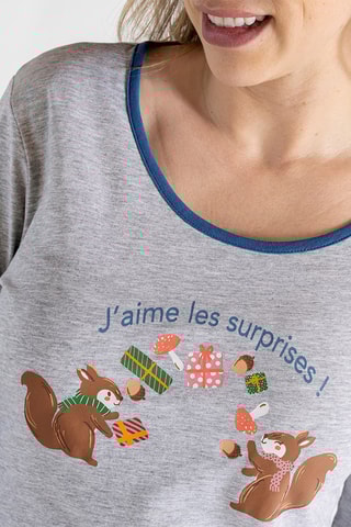 Pyjama Ecureuil & Cie - Gris chiné et bleu cobalt