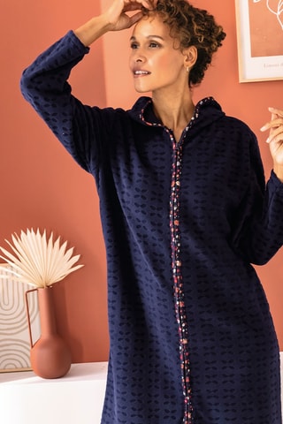 ​Déshabillé à capuche Natur’elle - Bleu marine